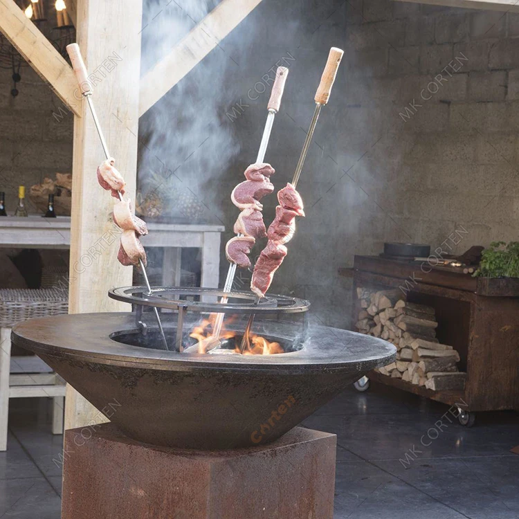 2023 Factory Wholesale Corten Steel Bbq Brazier Round Fire Burner Pot Bowl Outdoor Fire Pit