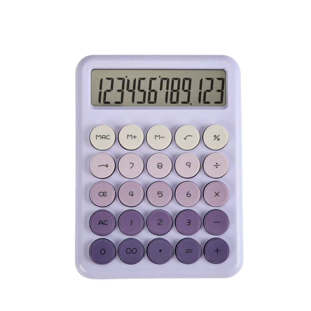 Милые красочные конфеты портативный Настольный калькулятор пишущая машинка в стиле механический ключ большой экран круглая кнопка