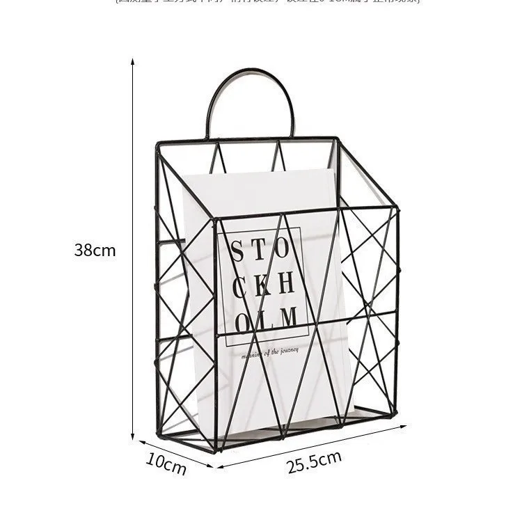 Metal Wire Wall Mounted Magazine Holder, Wall Hanging Organizer holder for Files, Newspapers, Magazines with Tag Slot
