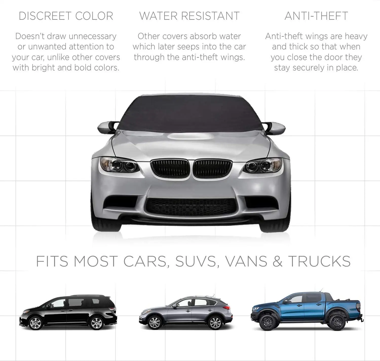 Hot Sale OEM 600D Oxford Windshield Snow Cover All Weather Winter Summer Auto Sun Shade for Cars Trucks Vans and SUVs