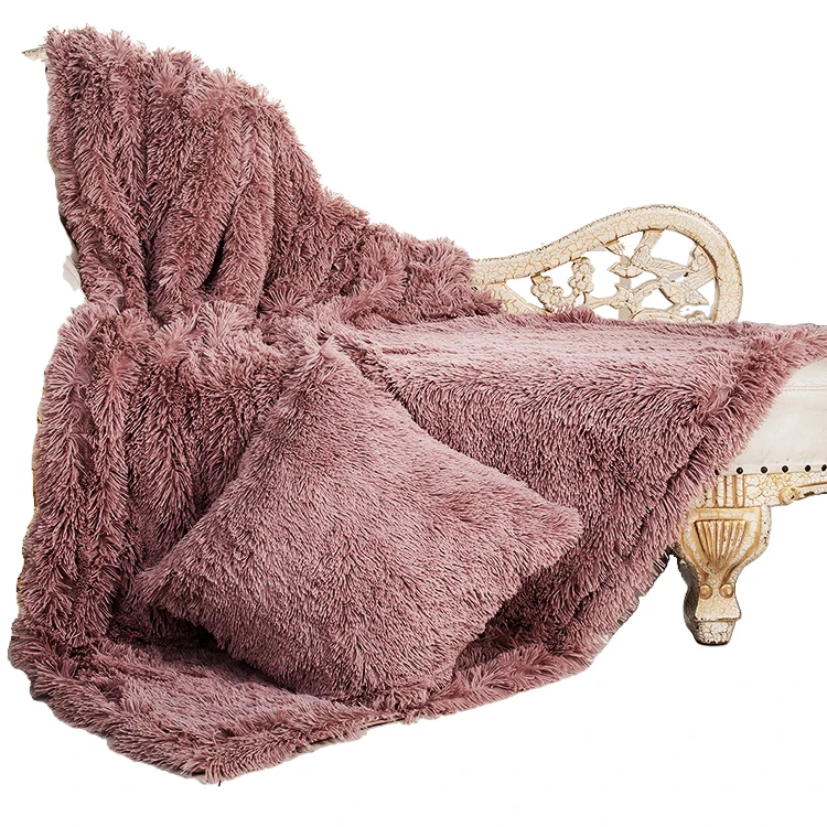 Лидер продаж, супер мягкое ворсовое одеяло из искусственного меха, уютные одеяла, длинные пушистые теплые элегантные флисовые жаккардовые одеяла в полоску из 100% полиэстера