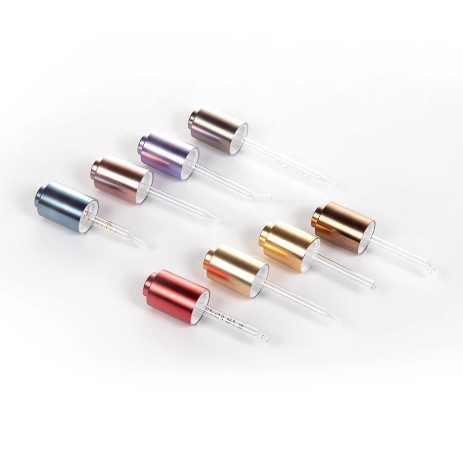 Elactroplating Press Bottle Cap Dropper For Glass Essential Oil Bottle Glass Pipette Pump 18mm Dropper Cap For Glass Bottles