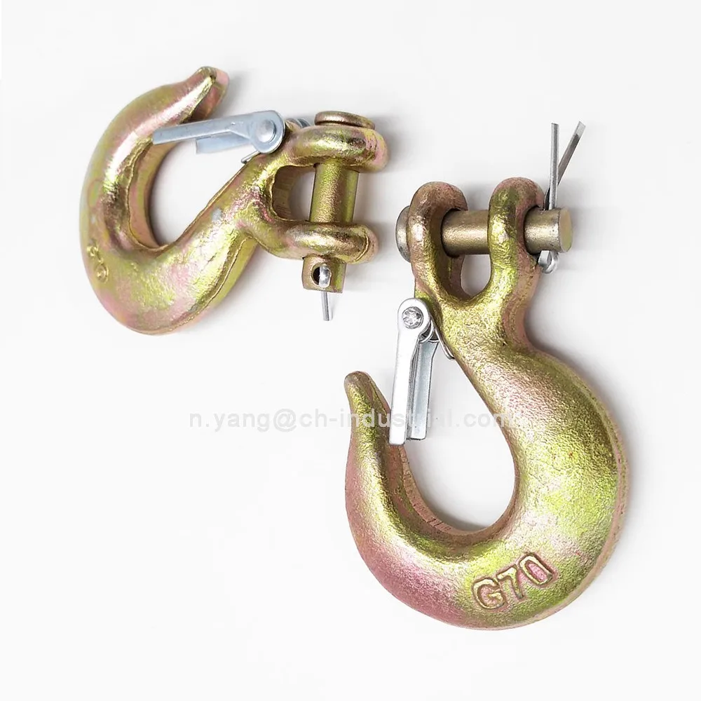 Tow Chain Clevis Grab Hook G70 Clevis Slip Hook with Safety Latch Heavy Duty Clevis Chain Hook for Trailer Truck Transport