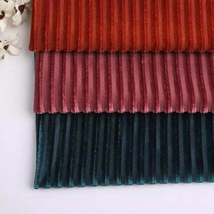
polyester spandex velour plain dyedstriped modern knit silk velvet fabric for dress garment pajamas 