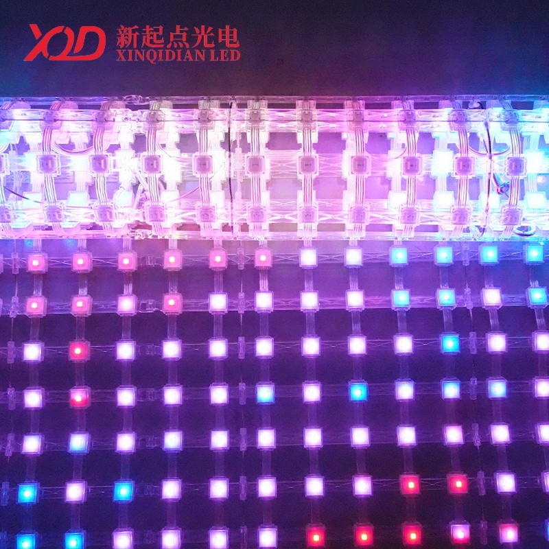 XQD P50 Waterproof RGB ws2811 LED Grid Giant Pixel Screen Point Light for Stunning Large Flexible Transparent LED Mesh Displays