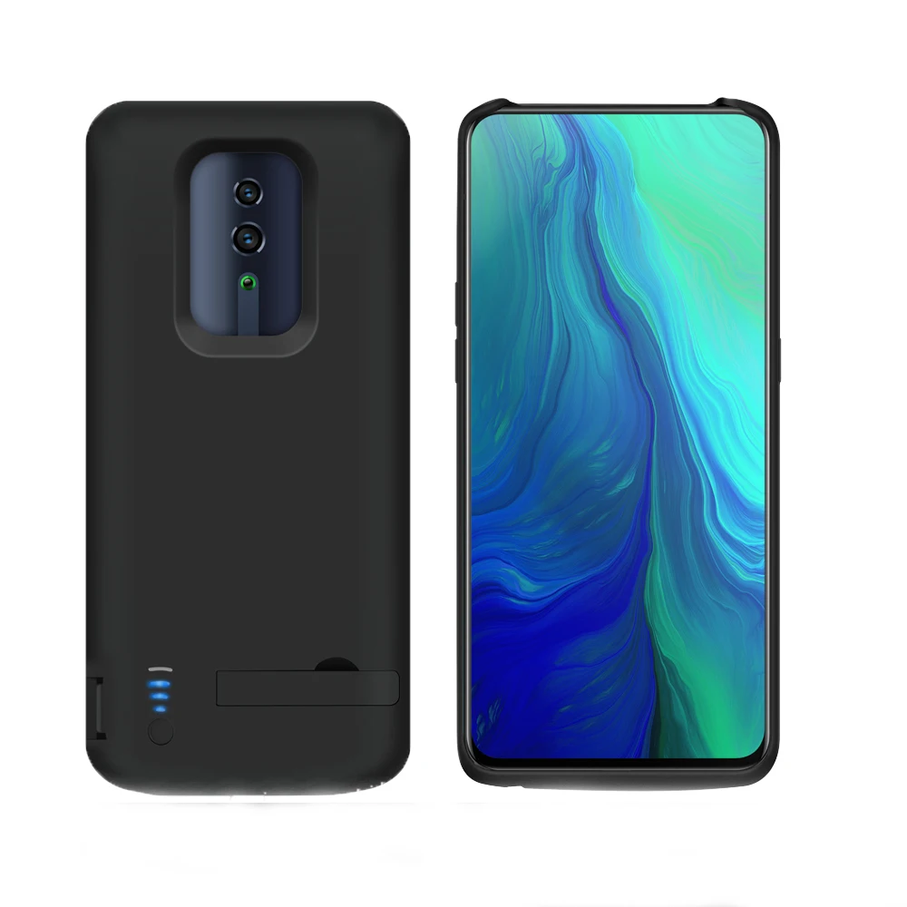 Для Oppo Reno 6000 мАч перезаряжаемый резервный противоударный защитный чехол черный usb зарядное устройство для