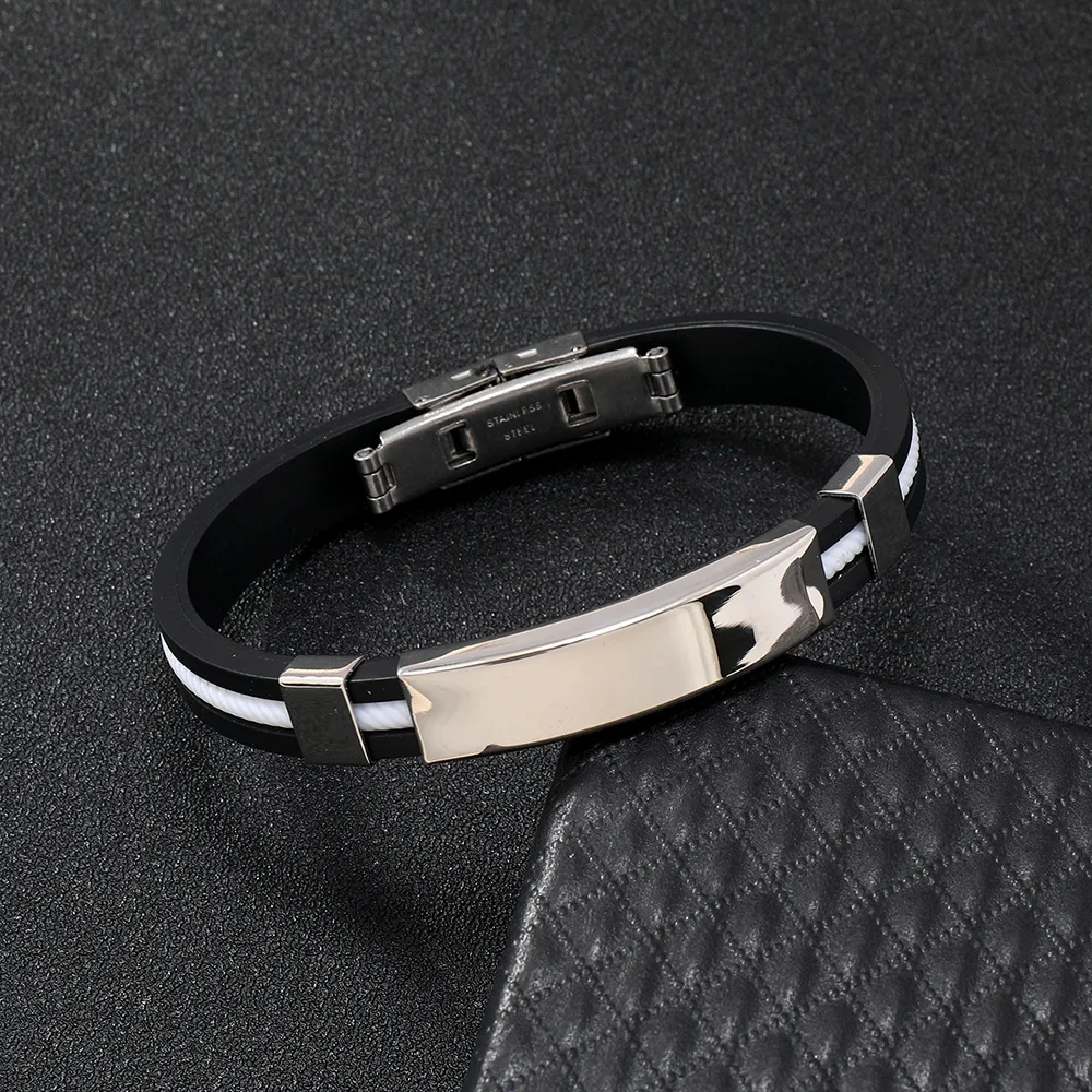 Stainless steel sports silicone bracelet epochy beauty titanium wristband bracelets for men women