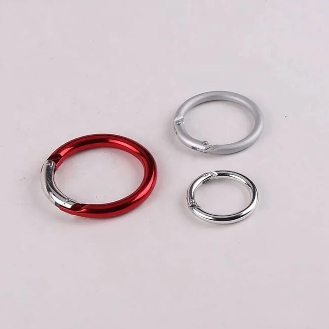 Aluminum anodizing O shape spring circle ring clasp carabiner