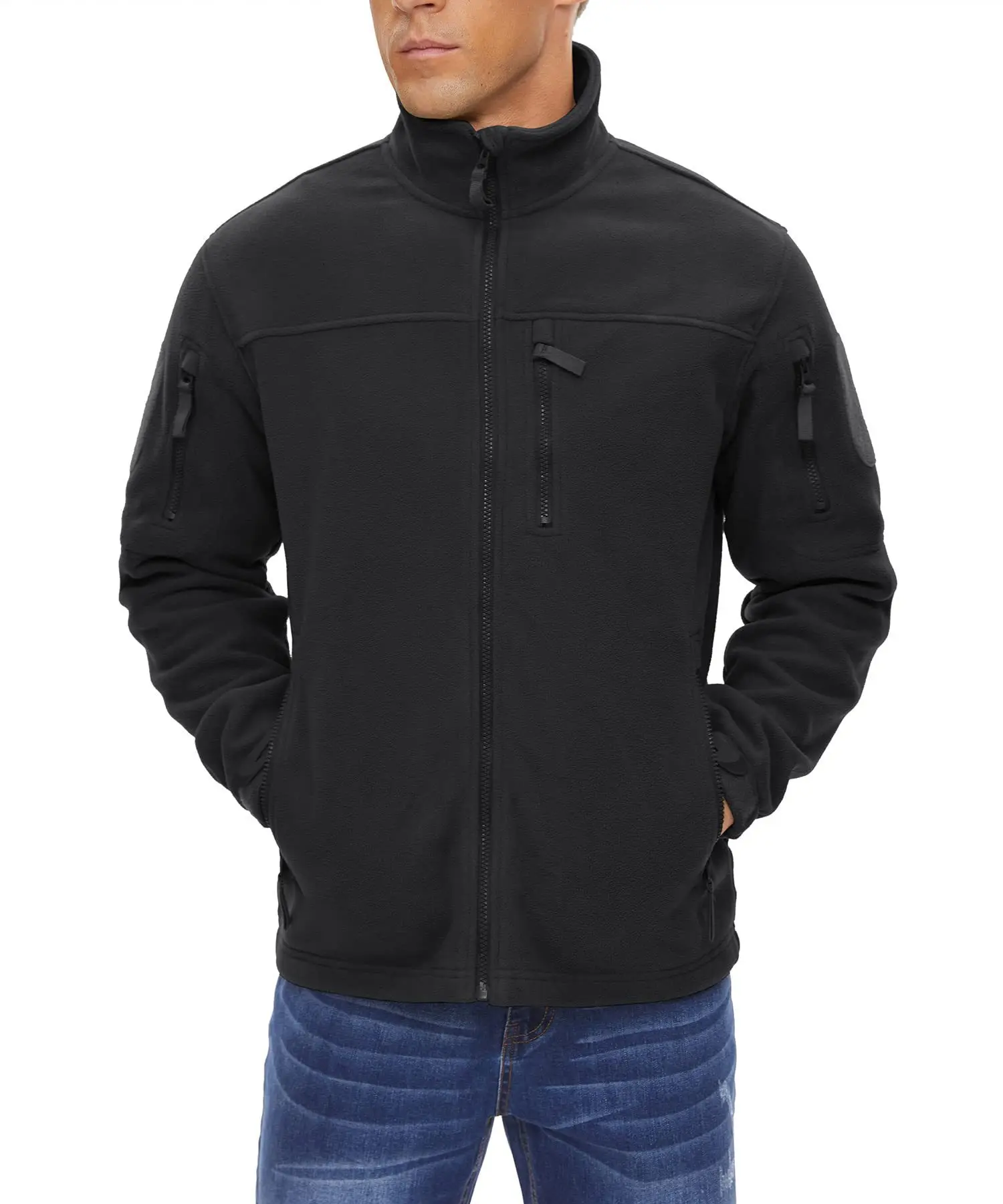 Custom Windbreaker Winter Thermal Hunting Hiking Jacket Multi-Pocket Full Zip Fleece Tactical Jacket For Men