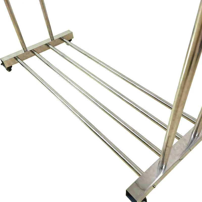 New arrival double pole floor stainless steel clothes drying rack laundry rack extendable multifunctional clothes hanger
