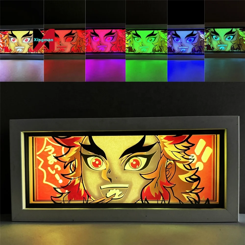 Demoned A Slayer Atmosphere Room Bedroom Night Remote Control Colorful Shadow Neon Paper Cut LED Art 3D Painting Anime Light Box