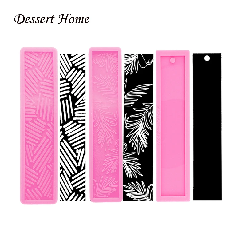 DY0527 Shiny Glossy UV Resin Liquid Silicone Mold Rectangle Bookmarks Resin Craft Moulds for DIY Pendant Charms Making Jewelry