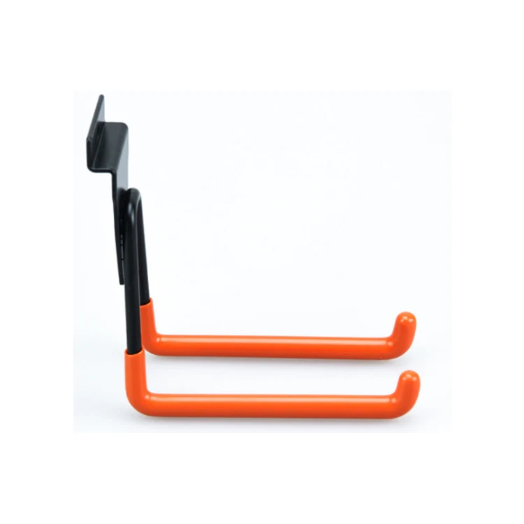 Heavy Duty Steel Slat Wall Garage Hook For Garage Storage Utility Double Hooks With Anti-Slip Coating