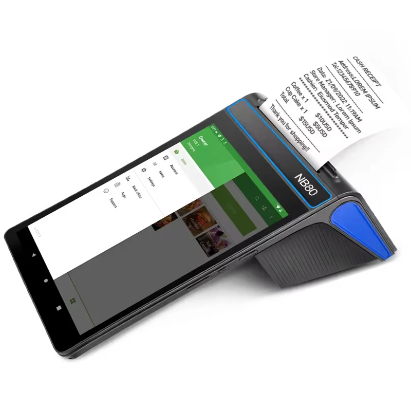 Handheld 8 Inch Pos Terminal Machine Smart Android Pos System Android 12 Payment Pos With 80mm Thermal Printer Cash Register