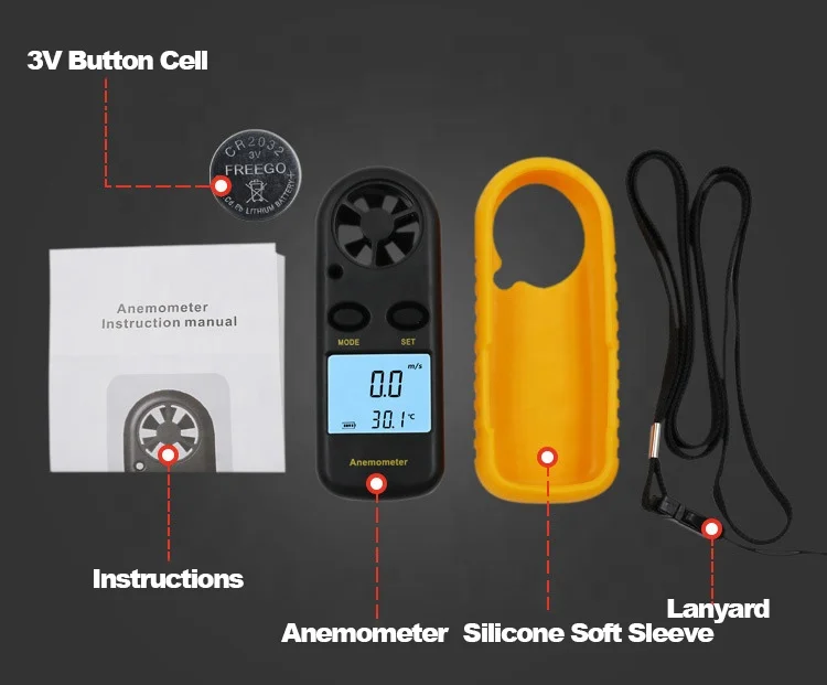 Pocket Mini Anemometer Wind Display Anemometer Digital Anemometer