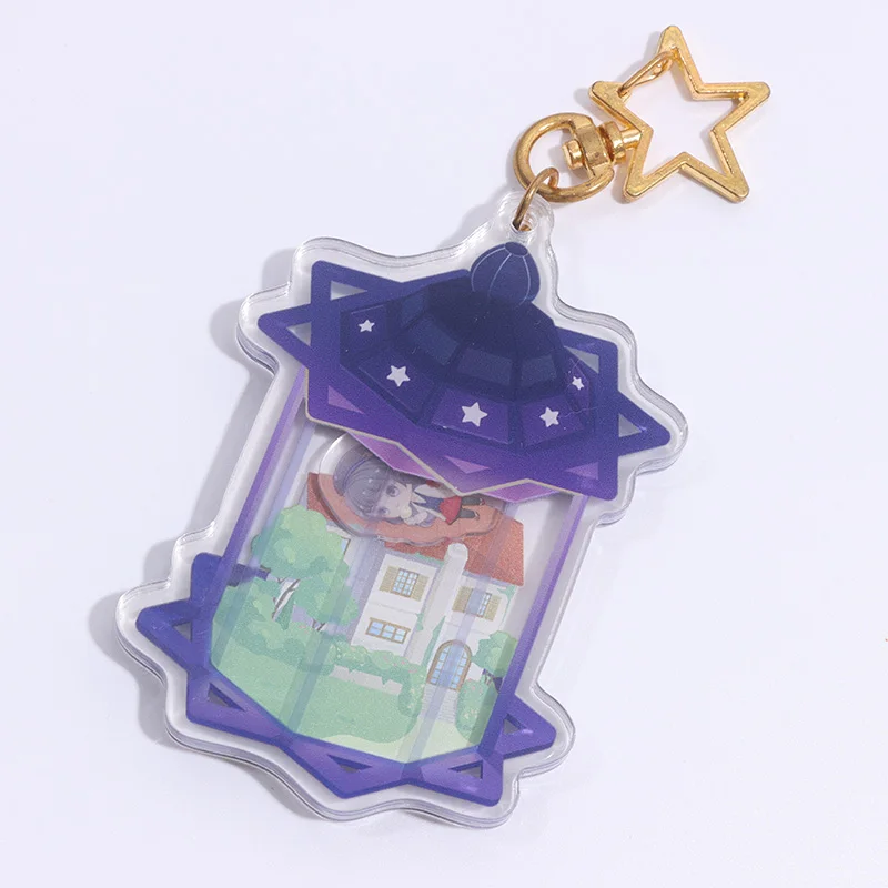 Custom Acrylic Anime Photo Printed Keychain Charms Epoxy Hologram Clear Keycharm