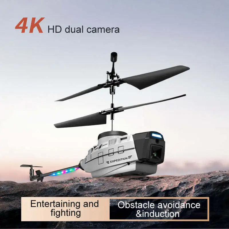 Helicopter Toys Obstacle Avoidance Battle Mode Phone Control Smart Gesture Helicopter 4K Dual Camera KY202 Drone Plane RC