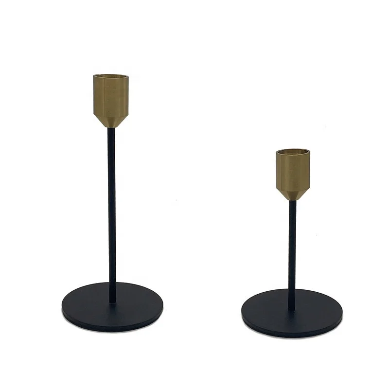 Long Stem Iron Candlesticks Candle Tealight Holders Black Gold Metal Holder Luxury Home Decoration Holiday