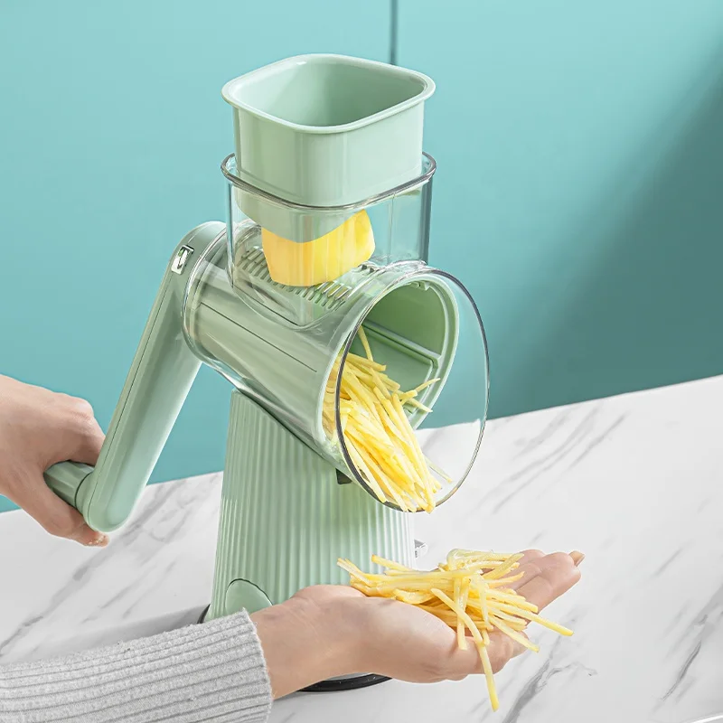 XJH  Hot Sale Manual Rotary Cheese Grater 3 in 1 Vegetable Grater Shredder Grater Vegetable Cutter Slicer For Kitchen