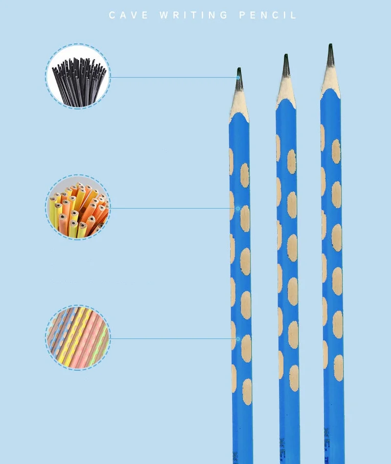 High Quality Custom Wooden Groove Pencil Set 30/50 HB Cute Cartoon Design Laser Engraved Name Logo Barrel Standard Pencils