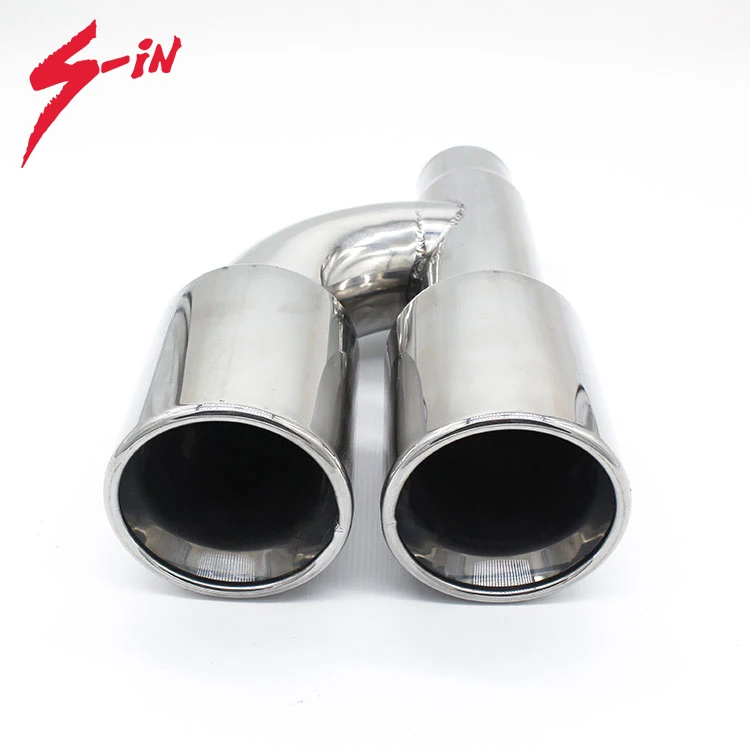 slant cut curling edge double outlets muffler end tips SS304 exhaust tail pipe for universal car