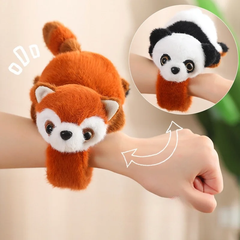 2024 New Custom Plush Toy Plush Forest Animal Hand Clap Bracelet Pat Belt Slap Fox Panda Capybara Raccoon Monkey Bracelet