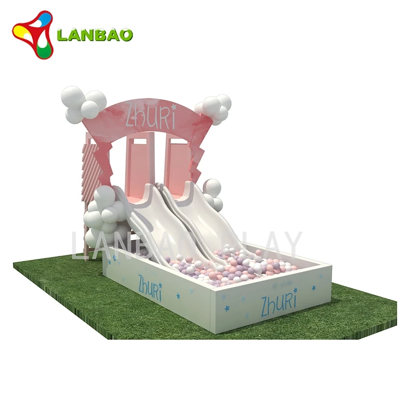 Hot design kids plastic indoor play slide games soft playground equipment with ball pool for home birthday