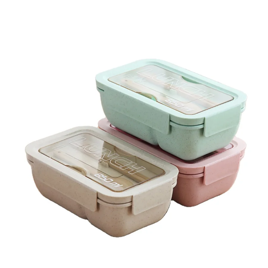 Wholesales Direct Factory 850ML Rectangle New Style Eco Friendly Wheat Fiber Lunch Box kids