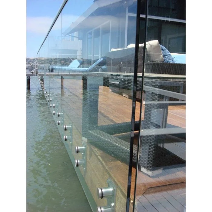 Modern stairs railing design outdoor balcony fencing frameless tempered glass railing for terrace