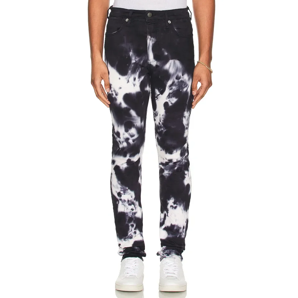 Skinny Tie Dye Denim Jeans For Men Trousers Slim High Quality Custom Mens Pants Heavy Weight Washed Baggy Cargo Pants For Men