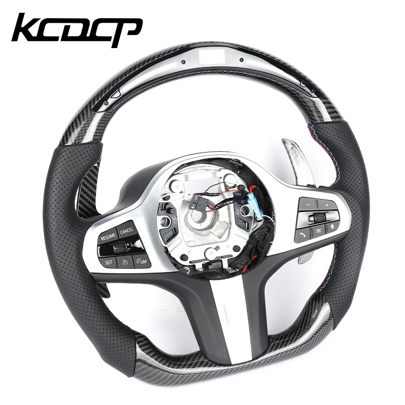 Fit For BMW G80 G81 G82 G83 G84 F90 X7 M3 M4 M5 M8 Car Carbon Fiber LED Steering Wheel