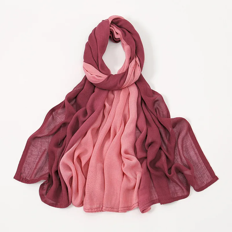 Wholesale New Color Shaded Delicate Rayon Viscose Modal Fabric Scarf Shawl Ombre Hijab