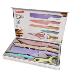 Amazon hot selling 6pcs Kitchen non-stick Stainless Steel Kitchen Knife Set