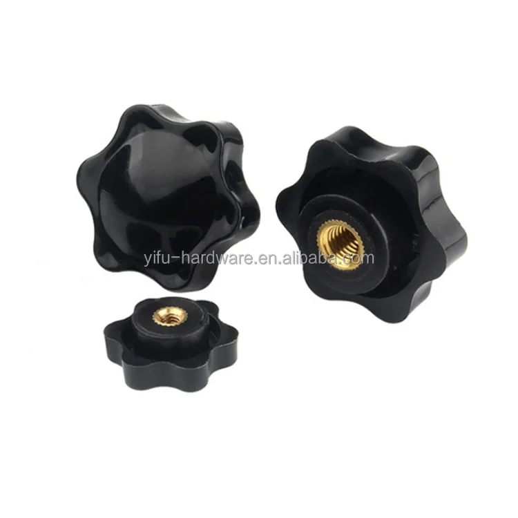 M5 M6 M8 M10 Stainless Steel Mat Plastic Six Lobe Flower Knurled Knob Screws M6 T Wing Black Head Clamping Knob