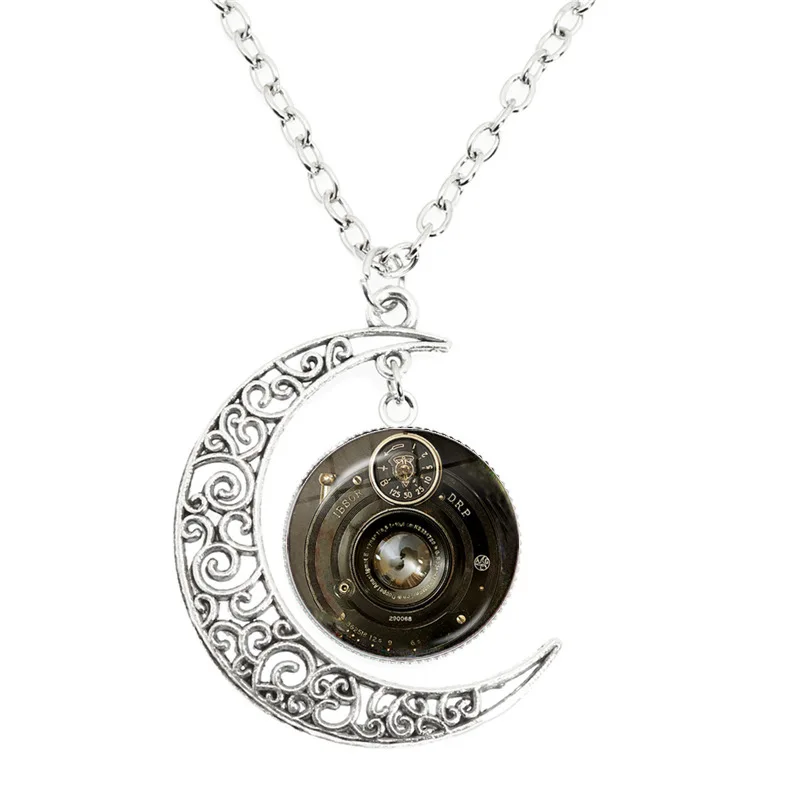 Fashion camera lens art photo moon hidden camera necklace