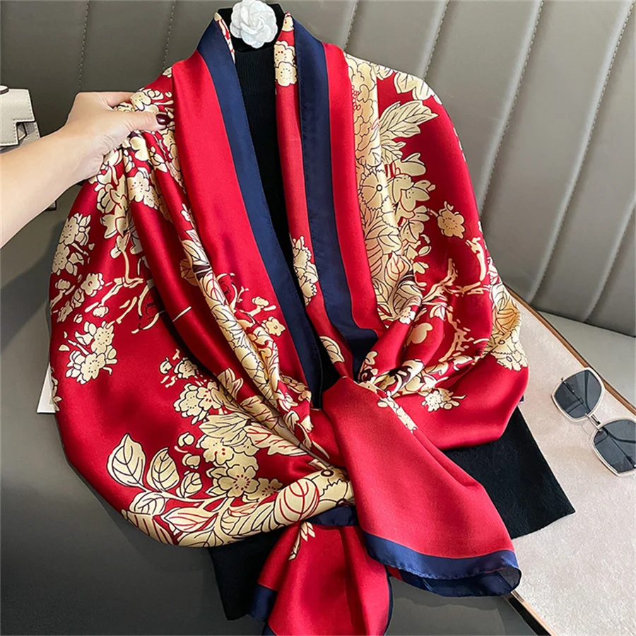 voile african Bands 90*180cm New silk satin shawl can Butterfly Tied Imitation silk scarf grade  Design manufacturer custom