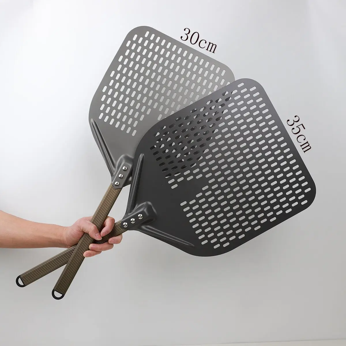  12 дюймов 14 thickenaluminum деревянный handlemetal лопата для пиццы с перфорацией профессиональный металлический короткая ручка