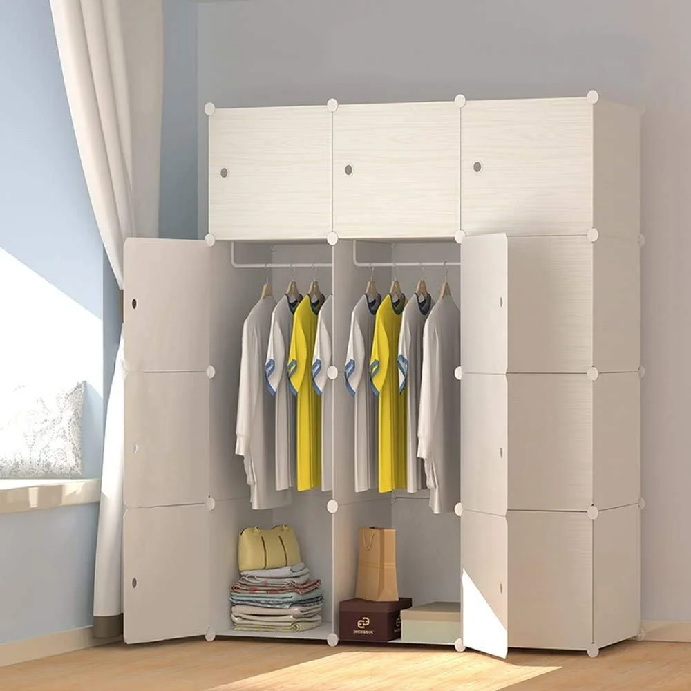 Custom color Portable Diy clothes foldable cabinet plastic organizer wardrobe cube closet plastic wardrobes for clothes