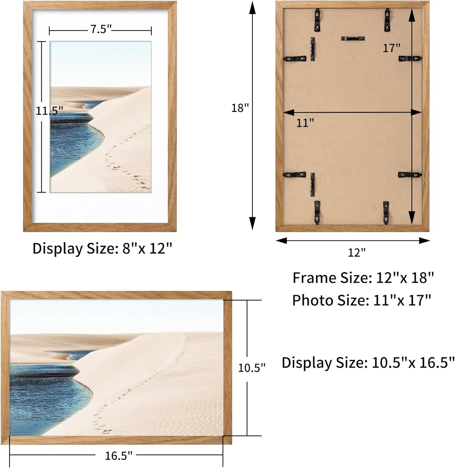 High Quality Natural Solid Black Walnut Wood Photo Frames Tabletop Picture Frame with Mat Freestanding Wooden Photo Frame