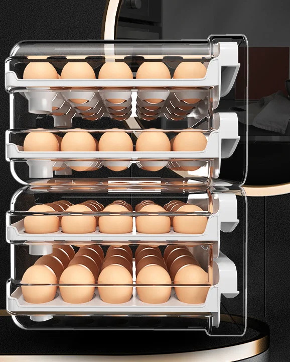 Double Layer Egg Container for Refrigerator Egg Holder for Refrigerator Egg Organizer Storage Box Tray for Household