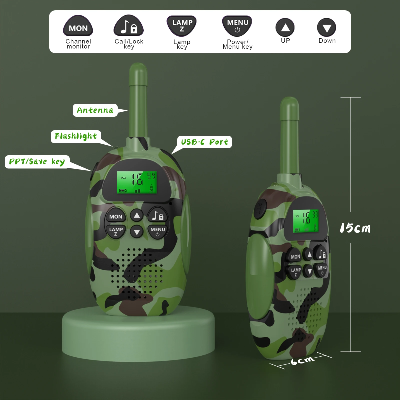 mini walkie talkie long range small walkie talkie 2 pieces walkie talkie with light