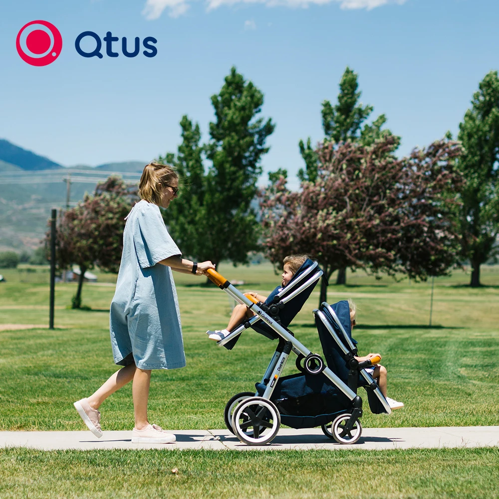 QTUS DuetPro Double Baby Stroller with Two Seats, Single/Twin Model, High Landscape, Luxury, High Quality, EN-1888 Certification