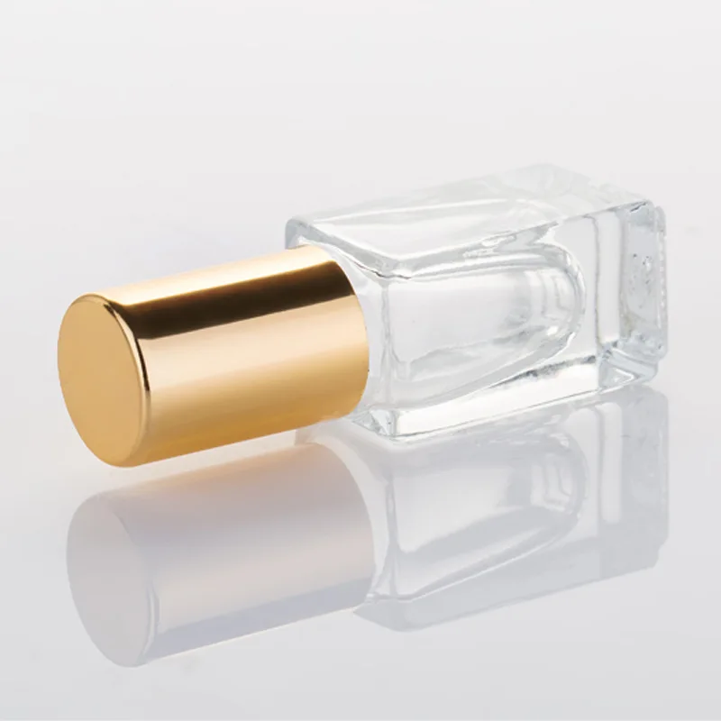 Wholesale Mini square perfume bottle 3ml essential oil roll on bottle with steel roller and lid