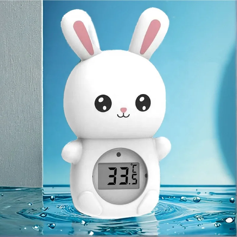 China Cute Lovely animal Rabbit Panda floating timer clock Thermometer Infant Water Temperature Tester Toy Bath Tub Thermometer