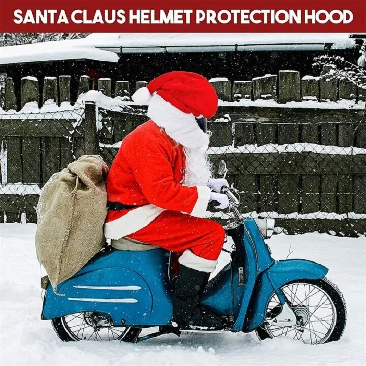 ZJFIT Cartoon Plush Helmet Cover Helmet Cover Luxury Santa Claus Motorcycle Helmet Cover