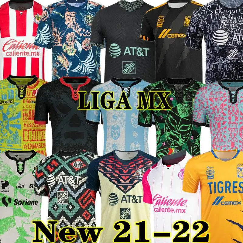 Chivas 21 22 Club America  Soccer Jerseys 2021 2122 Atlas A21 LEON NAUL Tigres Guadalajara Tijuana Cruz Azul  Football Shirt