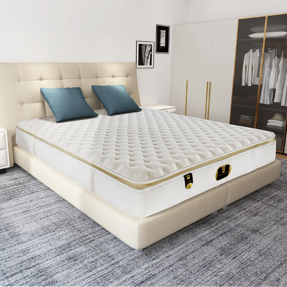 Luxury Soft Pillow Top Pressure Relief Cooling 14 Inch 180x200 Roll Up King Size Gel Memory Foam Mattress In a Box