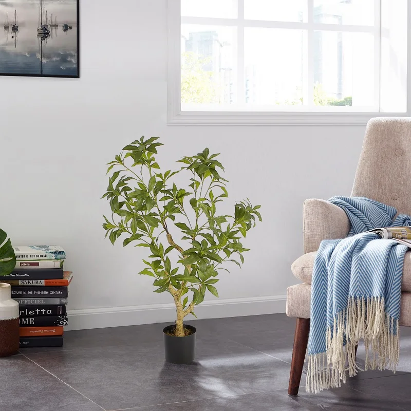 90cm Artificial Plants Potted Plants with Natural Wood Japanese Andromeda Indoor Tree for Home Decor