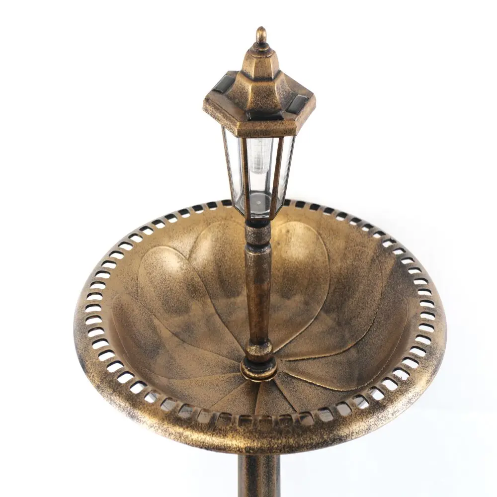 Garden Solar Antique Copper Weather Resistant Pedestal Birdbaths Outdoor Water Fountain and Bird Bath with Solar Light