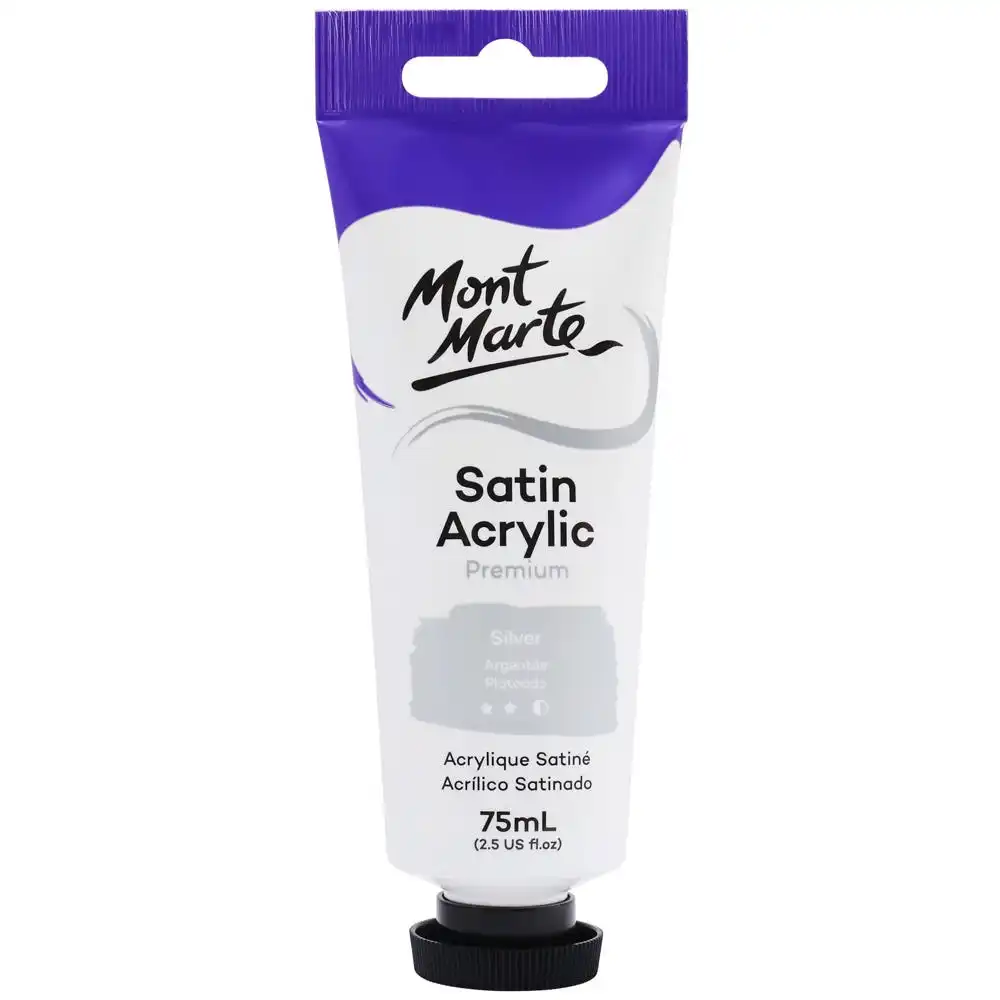 Mont Marte Satin Acrylic 75ml - Silver artist acrylic paint